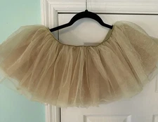Childs Girls Gold Dress Up Tutu Skirt Size S/M Amscam Ballerina Up To 10 Costume