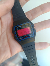 Casio F-91W Digital Uhr Modifiziert schwarz/r...
