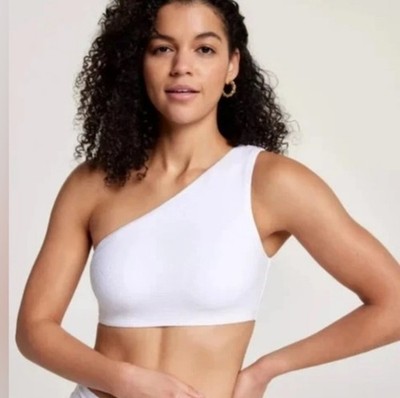 calia minimal one shoulder top white