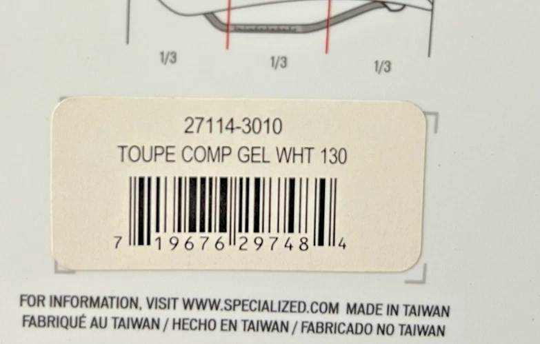 Sillín de carretera blanco Specialized Toupe Comp Gel 130 mm 257 G nuevo con etiquetas. Cromo hueco Foto 4 de 4