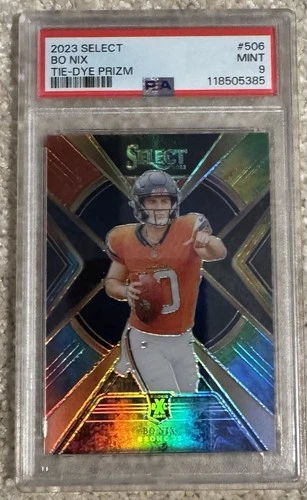 2023 Panini Select 2024 XRC Prizm Bo Nix #506 Tie-Dye /25 (RC) PSA 9
