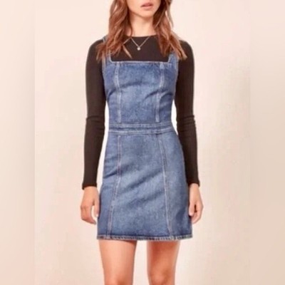 Reformation Parker Denim Pinafore Dress | eBay
