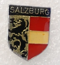 Salzburg Shield Pinback Button Vintage Coat of Arms Enamel Metal