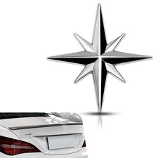 Compass Octagonal Star Car Emblem, 3D Metal Polaris Auto Badge Decal Silver