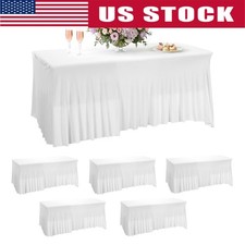 6 Pack Spandex Tablecloths with Skirt Spandex Table Covers for Banquet Parties