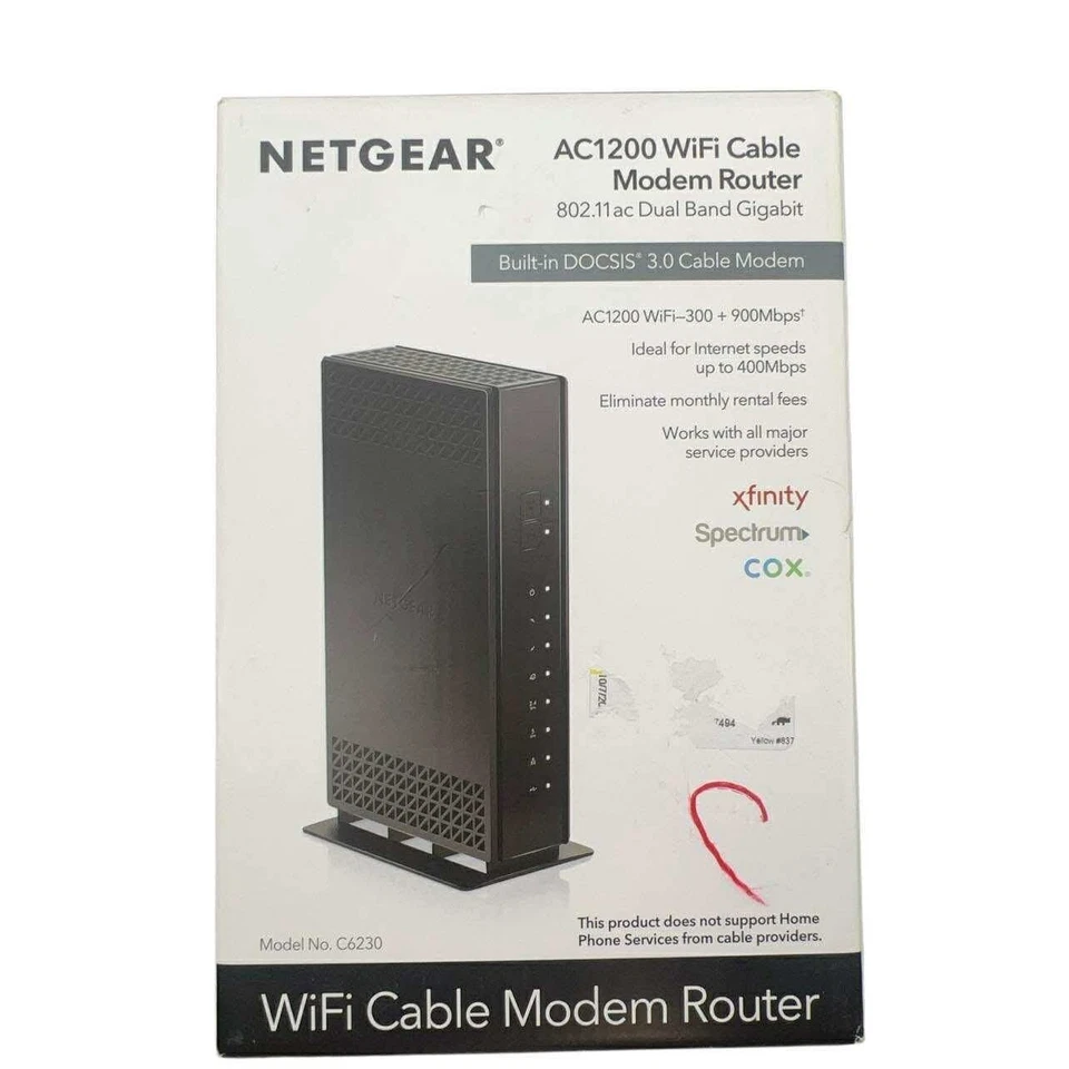 NETGEAR AC1200 WiFi Cable Modem Router C6230 DOCSIS 3.0 Dual Band Gigabit NEW - Image 2 of 4