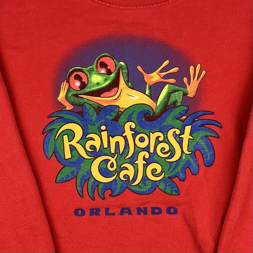 Vintage Rainforest Cafe Orlando Pullover Sweatshirt Red Boys Kids 10 Large - Picture 2 of 7