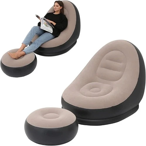 Silla inflable con otomana flocada ligera portátil sofá de aire interior y - Foto 1 de 7