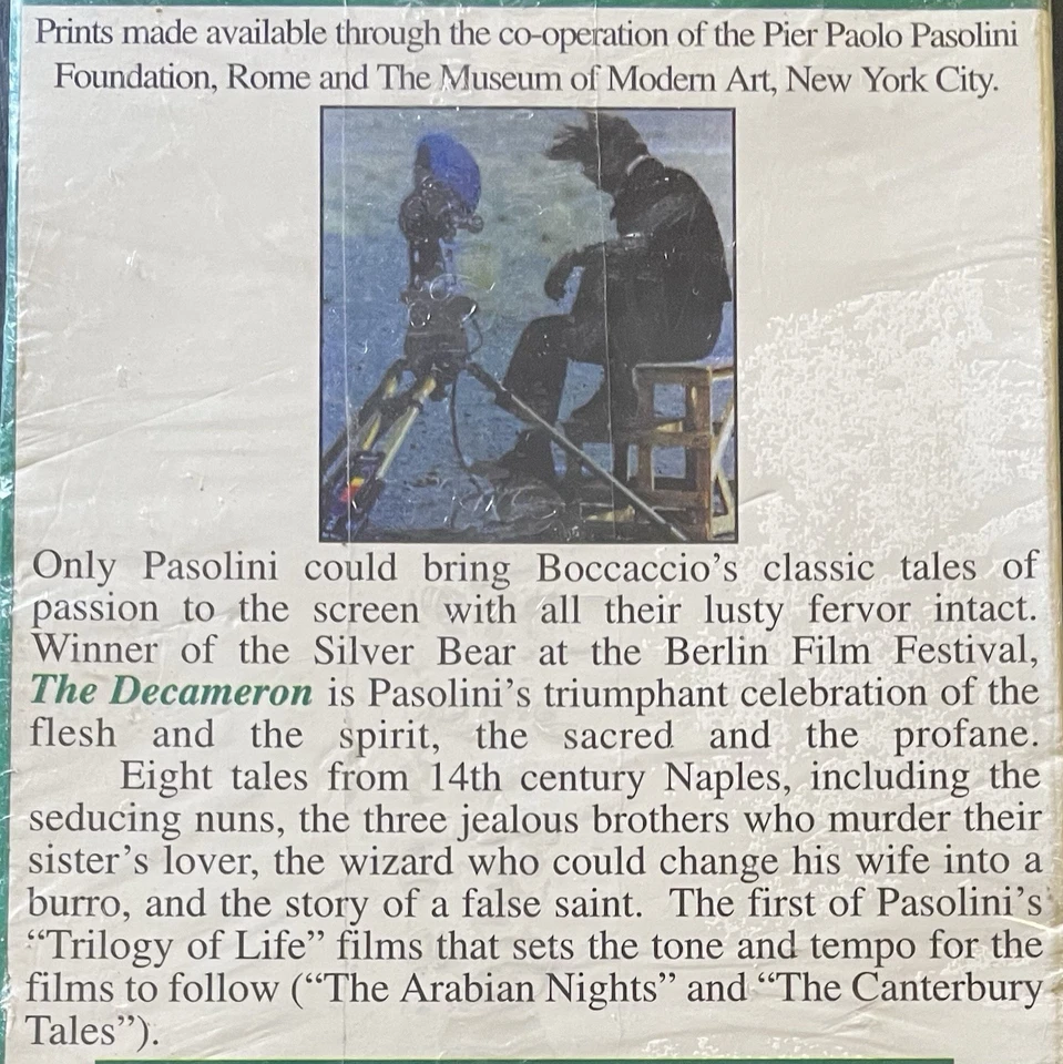 Pier Paolo Pasolini-The Decameron-VHS-Italian W/English Subtitles-New & Sealed - Image 3 of 4
