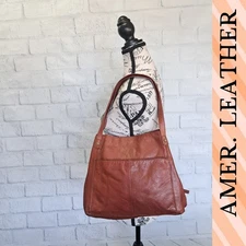 Lg American Leather rust-brown bag