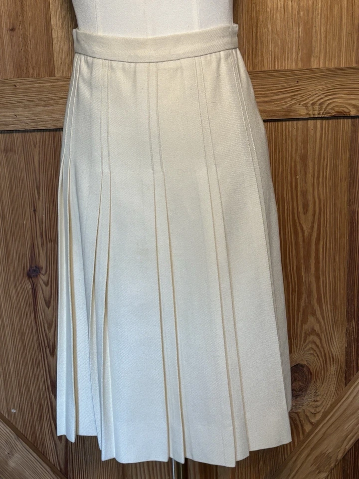 Falda plisada de lana crema Pendleton vintage longitud media pequeña clásica academia Foto 3 de 4