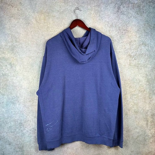 Vintage Adidas Logo Hoodie Sweatshirt Mens Sz L Blue 90s 3 Stripes Pullover - Picture 3 of 10