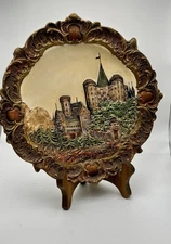 Vintage JS 3D Relief Wall Plaque Hohenschwangau Castle Bavaria Germany Decor