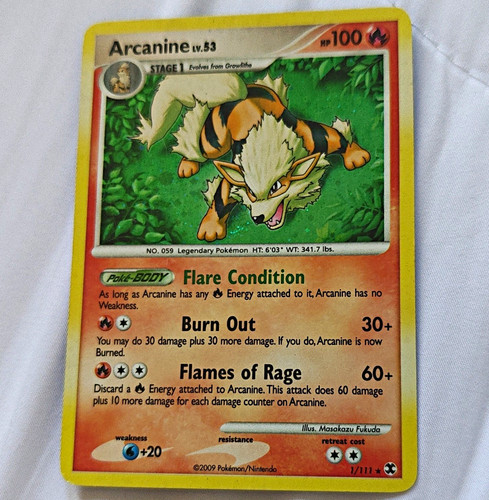 Pokemon Company Arcanine 1/111 Rising Rivals Reverse Holo Rare EN 2009 HP100