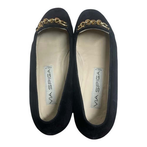 Via Spiga Ronda schwarze Wildleder-Slipper Leder Freizeit-Loafer Damenschuhe Größe 9 AA - Bild 4 von 8