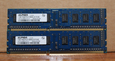 ELPIDA LOT OF 2 1GB 1Rx8 PC3-10600U-9-10-A0 DESKTOP MEMORY EBJ10UE8BDF0-DJ-F
