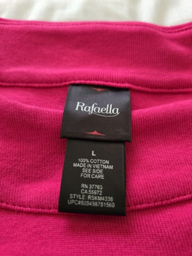 Rafaella New W/Sticker Cotton Top Classic Feminine Nautical Size Large Hot Pink - Picture 6 of 8