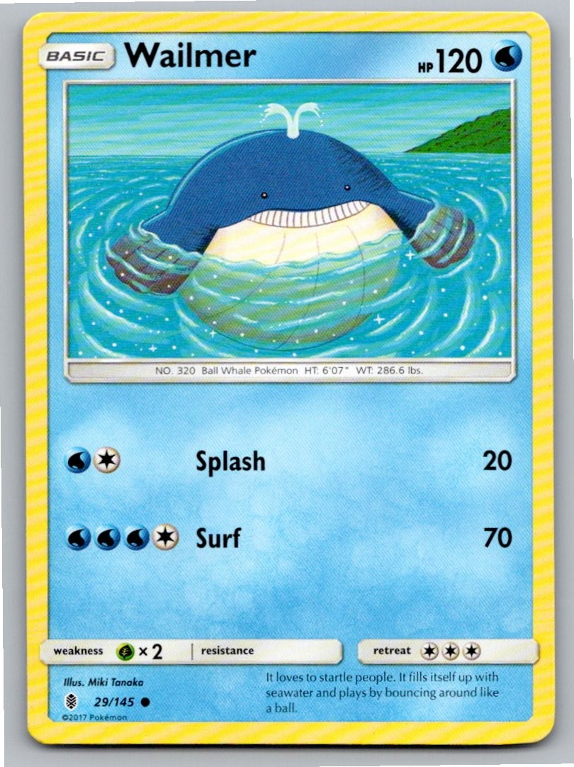 2017 POKEMON WAILMER GUARDIANS RISING 29/145 COMMON NM A49437 FREE S&H