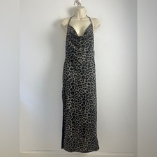 NEW NA-KD Medium Leopard Print Waterfall Mesh Design Maxi Dress