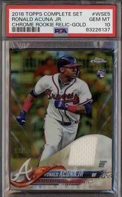2018 Topps Chrome Rookie Relics Gold Ronald Acuna Jr Jersey /50 PSA 10 (Pop 5)