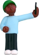 Selfie Male African-American Personalized Christmas Tree Ornament