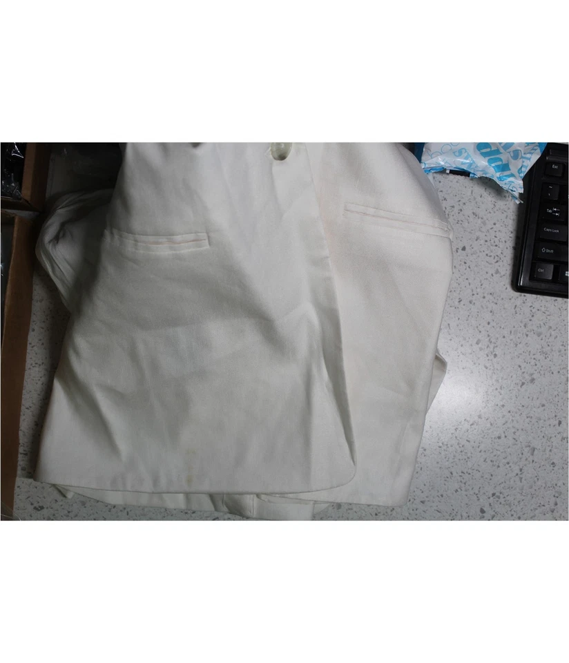 Chaqueta Blazer DKNY Mujer Lino Sólido Un Botón, Blanco, 10 Foto 2 de 3