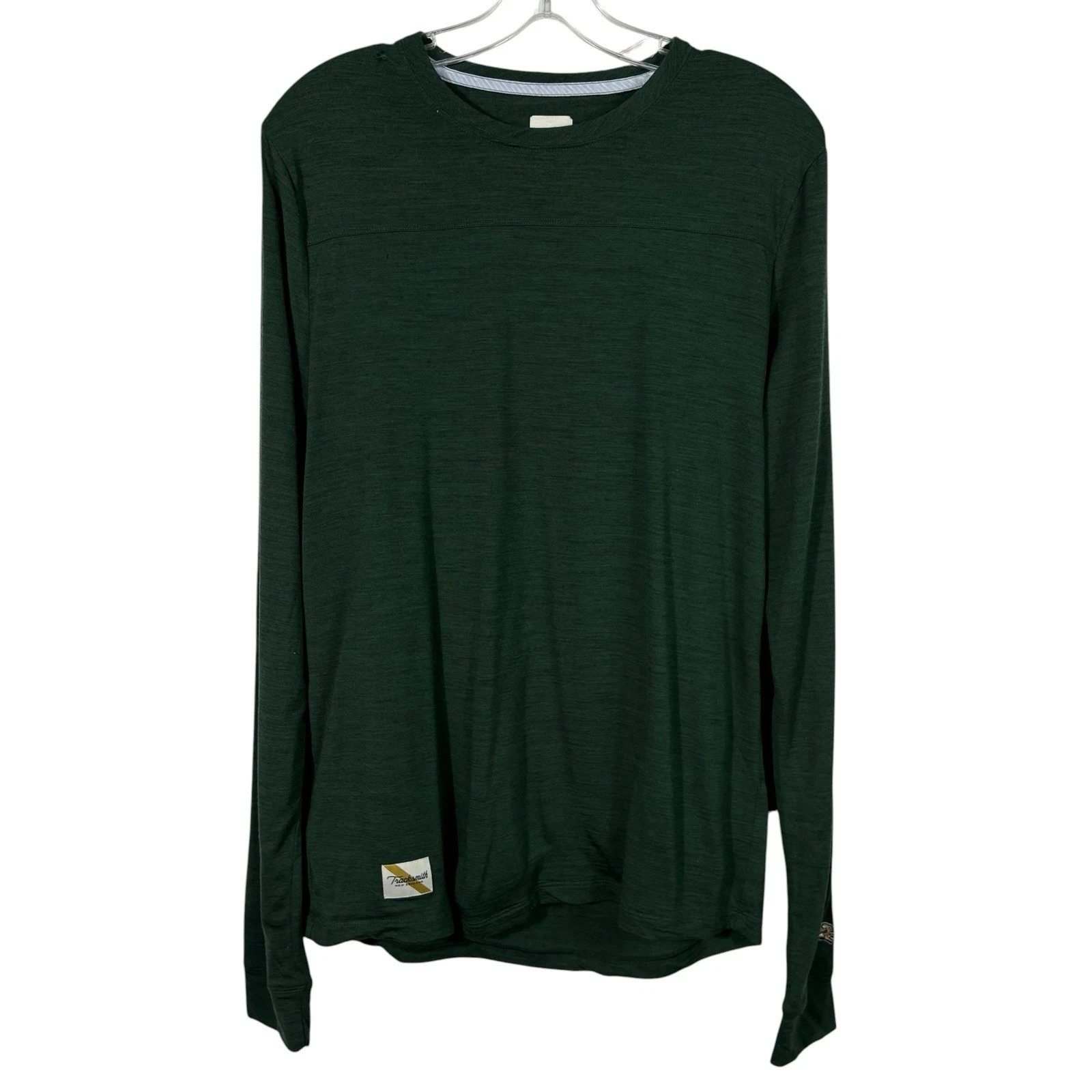 Tracksmith Men's Green Merino Wool Blend Long Sleeve Base Layer Top Medium M