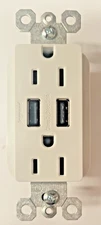 PASS & SEYMOUR LEGRAND TM826USBWCCV6 15 amp Receptacle with 2 USB Type A 