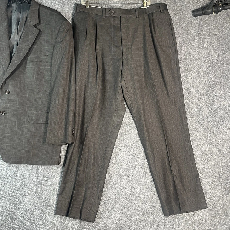 Lauren Ralph Lauren 男式 2 件套套装 46S 羊毛灰色格子夹克外套 42x31 — 第 3/4 张图片