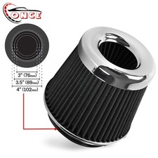 Short Air Filter Adjustable 3 3.5 4 Inch Inlet Small Black Cold Air Intake Cone
