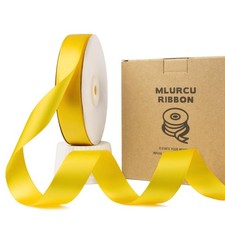 Yellow Satin Ribbon 1 Inch Double Faced Polyester Gift Wrapping Bow 50 Yards