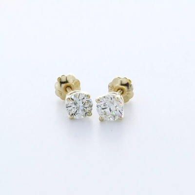 Massive 14K Weißgold Ohrstecker klassisch 1 Karat rund natürlicher Diamant H SI2