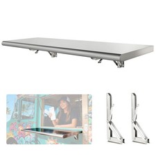 Sidasu 36x12 Inch Folding Concession Shelf, Stainless 36" L x 12" W, Silver 