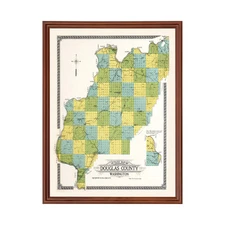 Old Map of Douglas County, WA 1915 - Vintage Washington Art