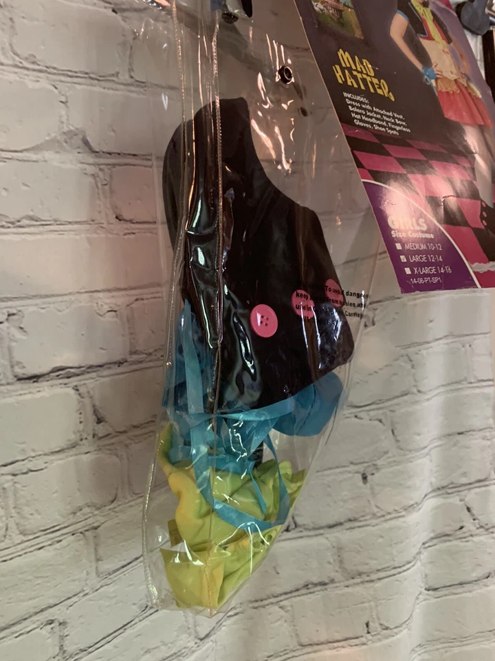 Disfraz Sombrerero Loco Halloween Espíritu Raro Niña Talla Grande 12/14 Nuevo Completo Foto 3 de 3