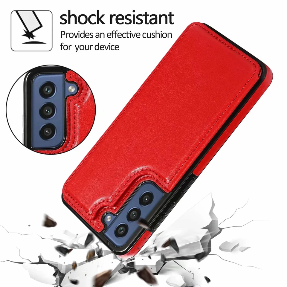 For Samsung Galaxy S25 S24 S23 S22 S21 FE Note20 Ultra Leather Wallet Case Cover - Image 3 of 4