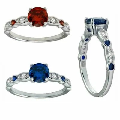 Bague En Argent Sterling Avec Des Pierres CZ Claires Et Colorées De 6Mm - Photo 1/4