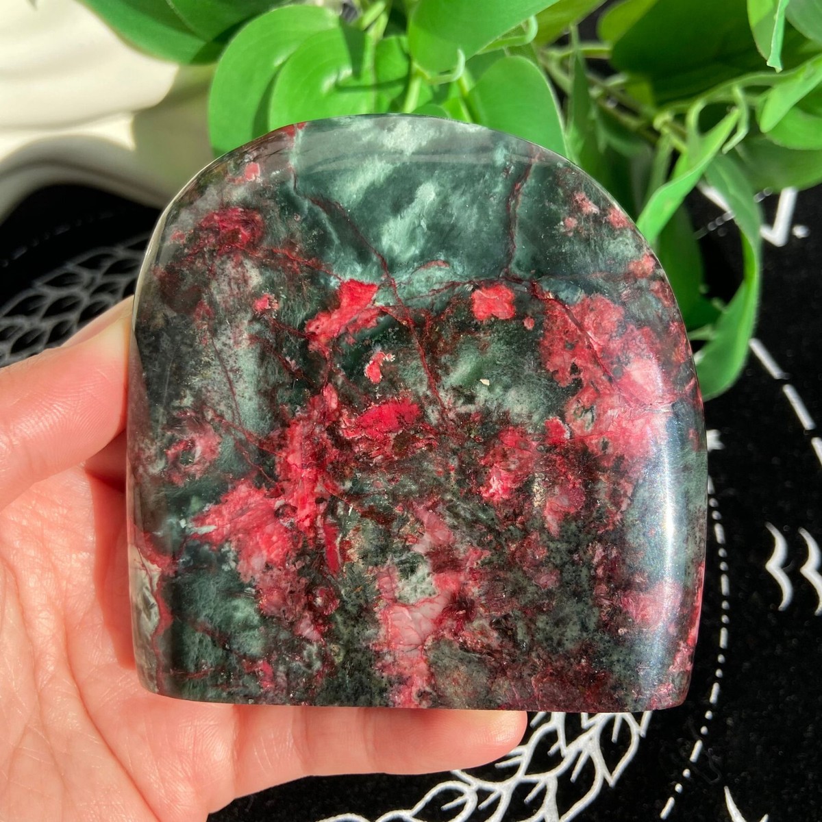 261g Peach Blossom Jade Freeform Quartz Crystal Specimen