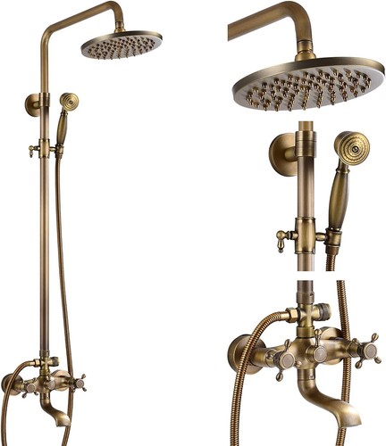Bathroom Freestanding Tub Faucet Rainfall Shower Head System Floor Mounted Mixer - Picture 48 of 82