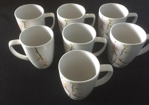 Corelle by Corning Cherry Blossom mugs lot of 7 EUC