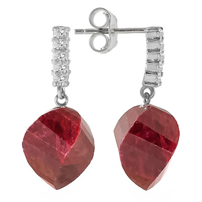 14K. VERKAUFT GOLD KRONLEUCHTER OHRRINGE MIT DIAMANTEN & BRIOLETTE GEDREHTE RUBINE