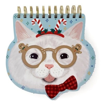 Punch Studio Gingerbread Cat Spiral Notebook Stationary Gift Christmas Holiday