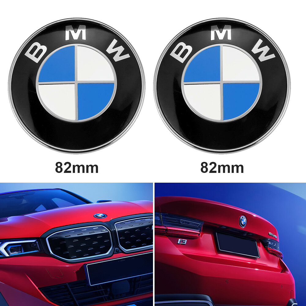 2x82mm Vorne+Hinten Für BMW Emblem Motorhaube Heckklappe Kofferraum 205741270578