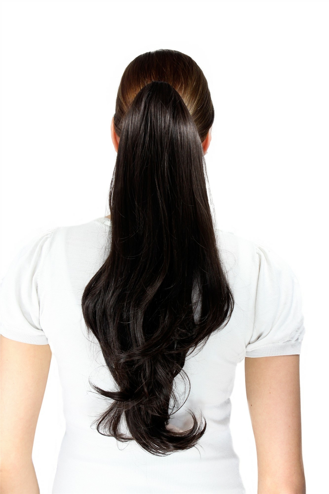 Hairpiece/EXTENSION/Ponytail DARK BROWN smooth falling Butterflyclip 50cm T116-4