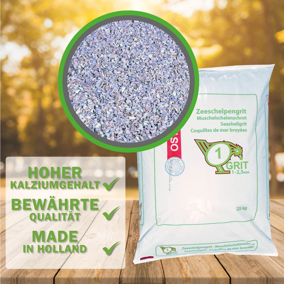 Muschelgrit Muschelschrot Hühnergrit - Ostrea 1-2,5 mm 25kg Muschelschalengrit - Bild 2 von 4