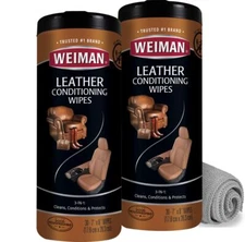 Weiman Leather Wipes 61 Piece Set Clean Condition Protect Furniture Car Acces...