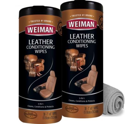Weiman Leather Wipes 61 Piece Set Clean Condition Protect Furniture Car Acces...