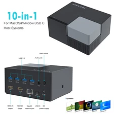 10-in-1 USB-C Universal Laptop Docking Statio with Dual HDMI Thunderbolt 3 & 4