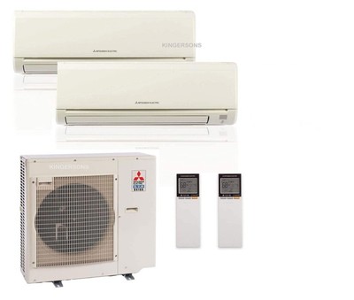 30000 BTU Mitsubishi Ductless Mini Split AC u0026amp; Heat DUAL ZONE System 9k  Btu +24K | eBay