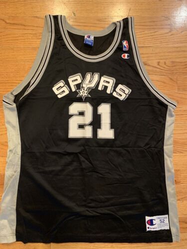 Maillot vintage années 90 Champion NBA San Antonio Spurs Tim Duncan #21 taille 2XL 52 XXL EUC - Photo 1/4
